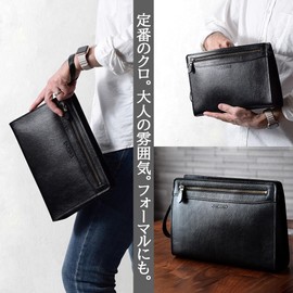 Synsolo A5wr-1001 Men's Genuine Leather Second Bag, Made in Japan, Black