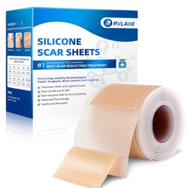 Rvlaim Láminas de silicona para cicatrices, cinta de silicona para cicatrices (rollo de 3 m de 1,6" x 120"), láminas de silicona para cicatrices quirúrgicas, eliminación de queloides y estrías.