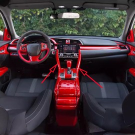 ANUNFRRE Car Accessories Fit for Honda Civic 10th Gen 2016-2020 ABS Interior Gear Shift Molding Strip Cover Trim （Red） 2PCS Set