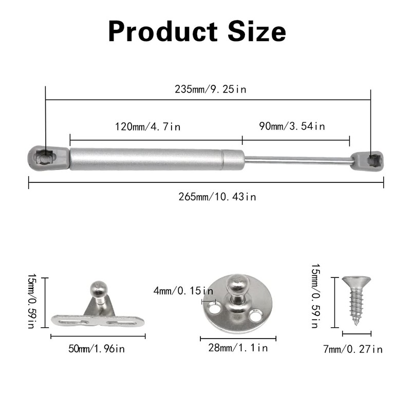 GothicBride 4 Pcs Gas Strut 80N Soft Close Hydraulic Hinge,