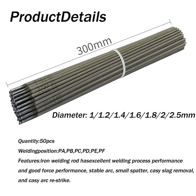 WOFICRET 50PCS J422 Welding Rods 1.8mm, Mild Steel Electrodes, All