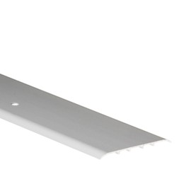 CEZAR Aluminium Protective Strip 1 Metre Wide 80 mm Door Sill Transition Profile Flat Oval Transition Rail with Fixing Pins Silver