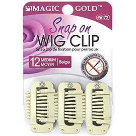 " Magic Gold" Snap On WIG CLIP No Seams or Needles (12pcs. Black)