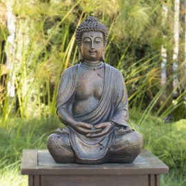 Alpine Corporation GEM170 Buddha Statue, 10"L x 8"W x 15"H, Bronze