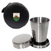 Knight 2oz Collapsible Drinking Cup with Leather Wales Cymru Case