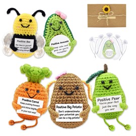 RSZBUMY Gifts for Teacher, Emotional Support Crochet Positive Animal Set with Note, Positive Crochet Pack for Decor, Thank You Gift for Women, Men, Students, Coworker