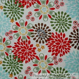 Unbranded BonEful Fabric FQ Cotton Quilt Cream Off White Green Red Blue Brown Flower Xmas