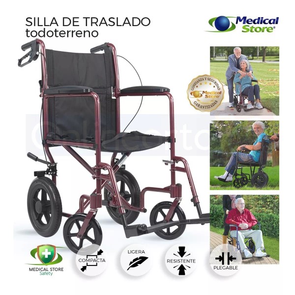 Medical Store Silla De Ruedas Ligera Plegable Todo Terreno Calidad Premium