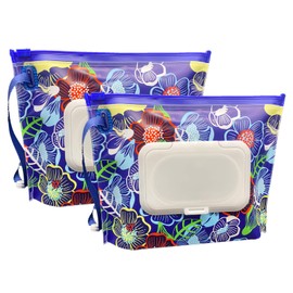 ULVBABI Contenitore portatile di piccole dimensioni (17,8 x 13,7 cm), dispenser di salviette riutilizzabili e ricaricabili, ecologico, pratico da viaggio per salviette per pannolini (fiore)