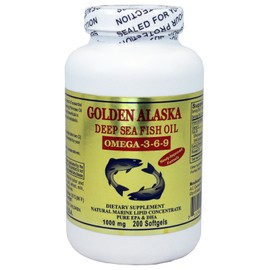 Golden Alaska Deep Sea Omega-3-6-9 Fish Oil 1000mg 200 Sgels                                                                                          