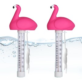 AUNGCSHE Pack of 2 Pool Thermometers, Floating Pool Thermometer with Rope, Floating Water Thermometer, for Indoor and Outdoor Pools, Aquariums, Fish Ponds (Pink - Moltres)