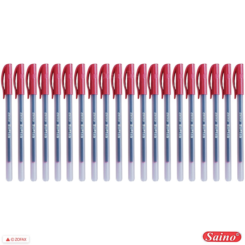 SAINO Fine-X Ballpoint Pens, RED, 0.7mm Fine Point, Pack of