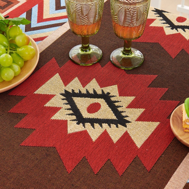 LHGOGO Bohemian Patterned Woven Sofa Throw Blanket with Tassels, Double-sided