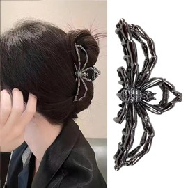 Spider Metal Hair Claw Clips Alloy Hair Claw Clips, 1Pcs Gunmetal Spider Metal Hair Clip for Thin Hair Punk & Y2K-Style Hair Accessories Decorations (Black Spider)