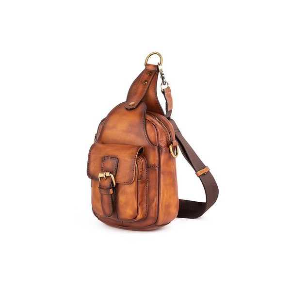 Whatna WX8683 Antique Textured Tanned Cow Leather One Shoulder Bag,