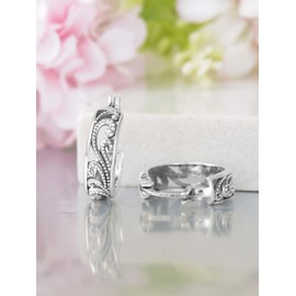 Moonstone Bali-Creolen mit Klickverschluss Sterling Silber Ohrringe antike leichte Schmuck Geschenke zum Valentinstag - Stil 9