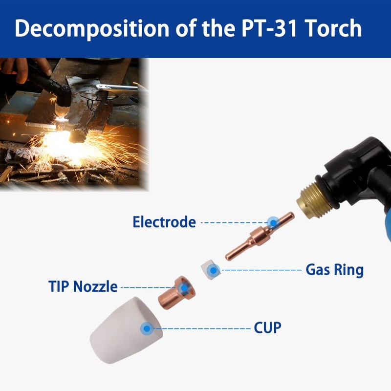 PT31 Plasma Cutter Consumables 80PCS Plasma Cutting Equipment Accessories Suit