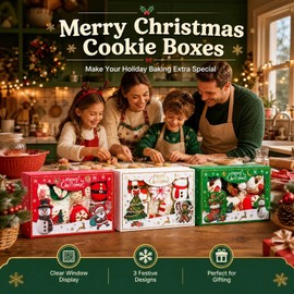 48PCS 9x6x2.5'' Christmas Elegant White Cookie Box for Gift Giving