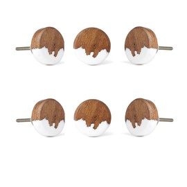 Perilla Home Set of 6 Wooden Knobs for Cabinet & Drawers Decorative Knobs for Dresser Kitchen Cabinet Vienna Knobs for Room Hardware Cupboard Door Knobs Dresser Wardrobe and Drawer Pulls (Brown)