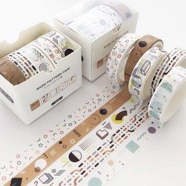 YUBBAEX 5 Rolls Washi Tape Set Creative Basic Skinny Masking Decorative Tapes for Arts, DIY Crafts, Journals, Planners, Scrapbooking, Wrapping (POP)