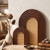 2 Sets Wooden Arch Decor Rattan Shelf Boho Wall Decor