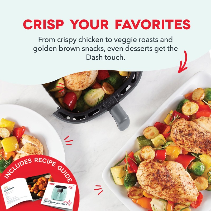 DASH Tasti-Crisp™ Electric Air Fryer Oven, 2.6 Qt., Grey –