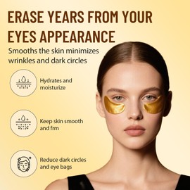 24 Pairs Eye Pad Mask, Eye Pads Against Dark Circles, Gel Eye Patches, Eye Pads Against Eye Bags, Hyaluronic Eye Pads, Eye Care for Men and Women, Moisturising, Yellow