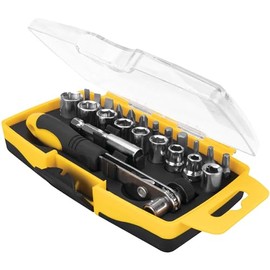 Performance Tool 20156 23-Piece Ratcheting Bit and Socket Set With Clear View Storage Case