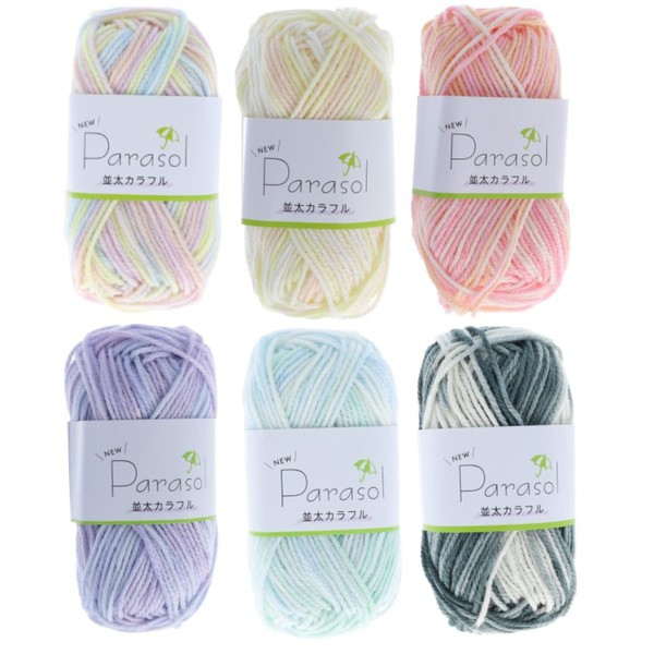 Yokota 6908-6 Yarn Parasol, Acrylic, Medium Size, Colorful, Set of