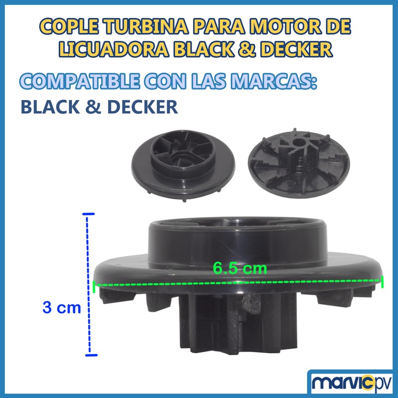 cople para motor de licuadora compatible con black & decker