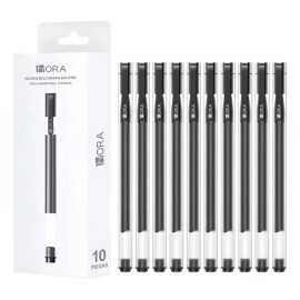 10 Piezas Bolígrafos De Tinta Negra 1Hora Pluma Punta De 0.5mm Boligrafo Punto Fino De Tinta Para Estudiantes De Oficina