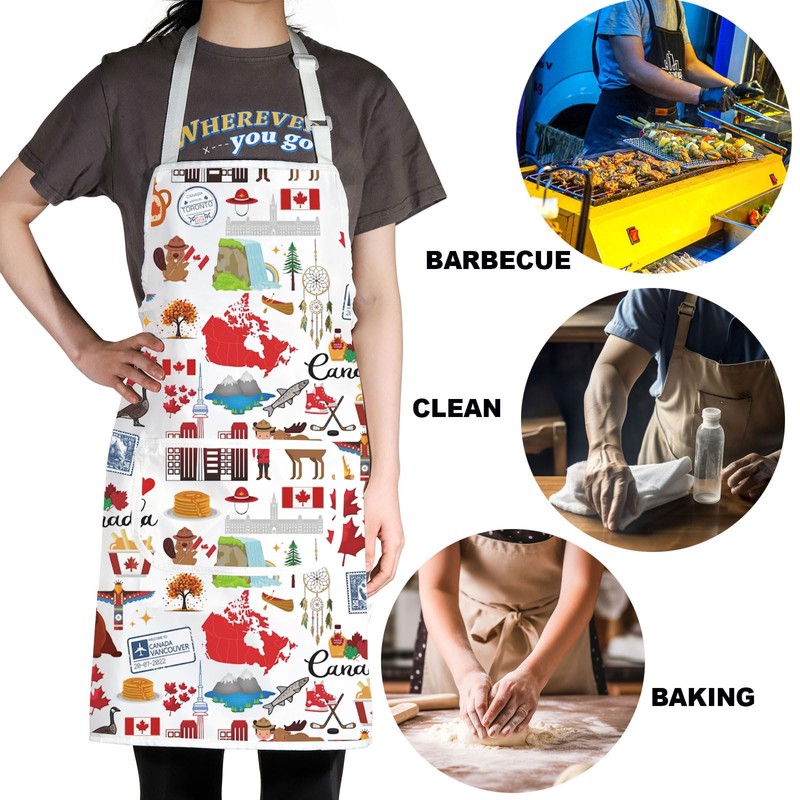 MYSOMY Canada Cooking Apron Canadian Kitchen Apron Canada Maple Leaf