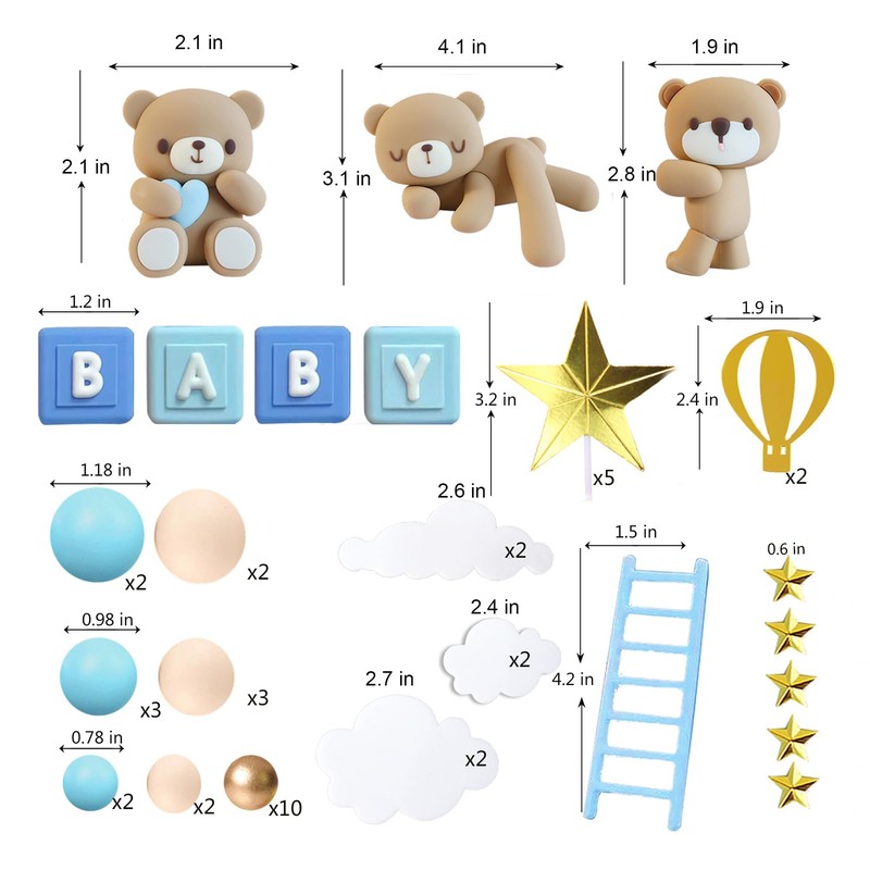 Decoración para tartas de oso con letras de bebé, decoración