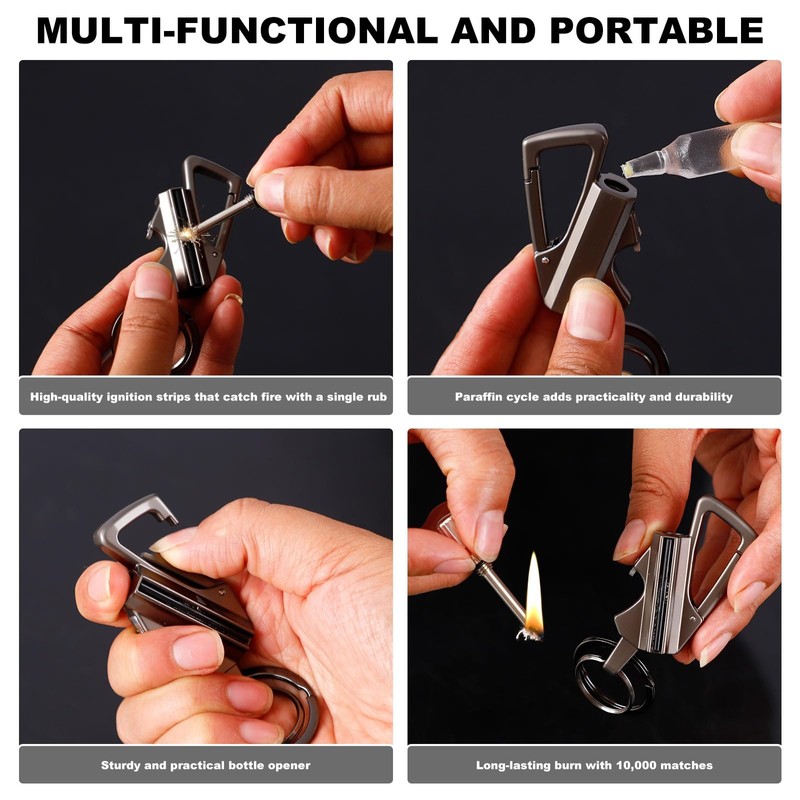 Permanent Match Infinity Lighter with Multitool Keychain Bottle Opener, Reusable