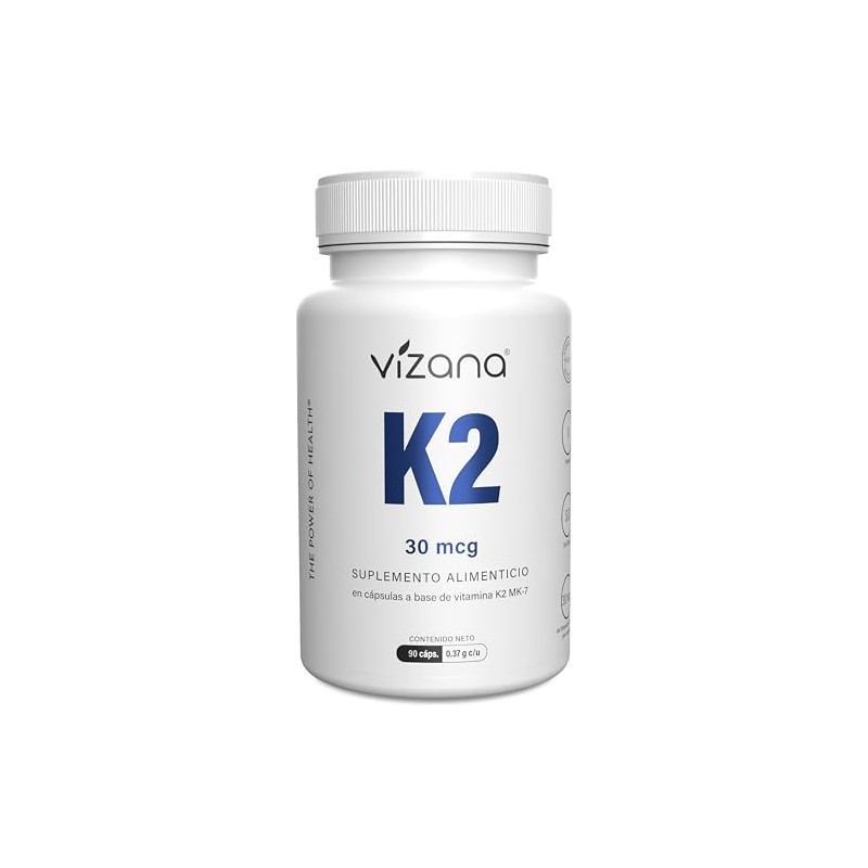 VIZANA NUTRITION | Vitamina K2-mK7 en Cápsulas HPMC Vegetarianas (90