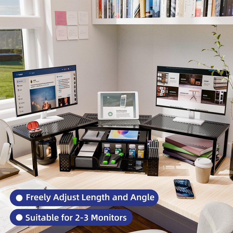 Simple Trending Monitor Stand Riser, Adjustable Angle Computer Desk Organizer