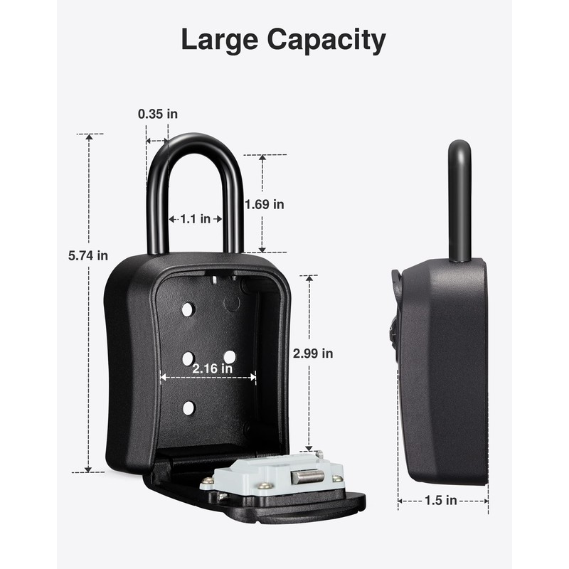 Puroma Key Lock Box, Portable Combination Lockbox Wall-Mounted Storage for