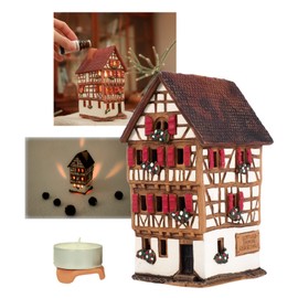 Midene Handmade Ceramic miniature house Gottlieb Daimler House in Schorndorf Tealight Candle Holder Room Decor Handcrafted Collectible Miniature essential oil burner