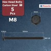 Kozelo 5 Pcs Hex Head Screws Bolts - [M8-1.25x120] Carbon
