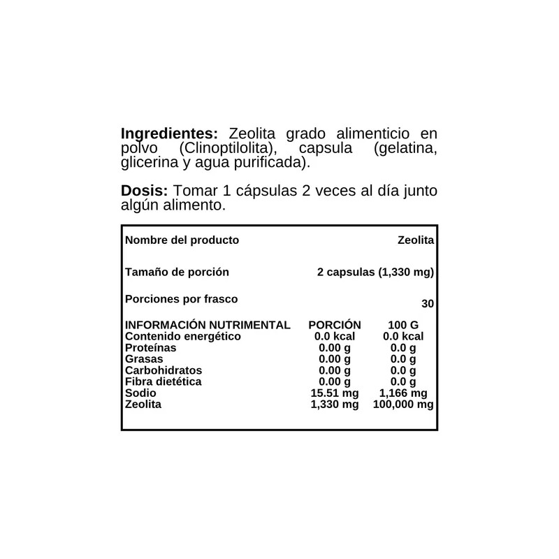 Zeolita Polvo - Go3b - 60 Cápsulas - Suplemento Alimenticio
