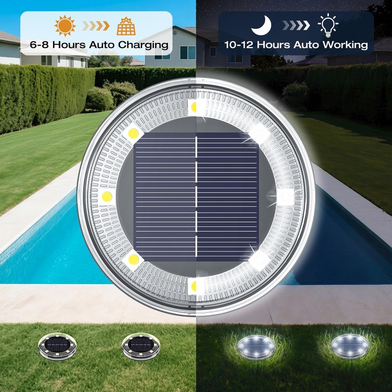 vighep 24 Pack Solar Ground Lights, 2.8 inch Flat Solar