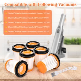 6 Pack Shark Filter Replacement,Handheld Vacuum Replacement Fabric Filters For Shark Ion W1,Shark Cordless Vacuum Filters For Wv200Uk, Wv201, Wv205, Wv220, Wv251,Washable And Reusable Filter