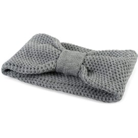 styleBREAKER Women's Knitted Headband with Knot and Pearl Knitting Pattern, Knot Design, Warm Winter Headband, Headband 04026042, Colour: Grey