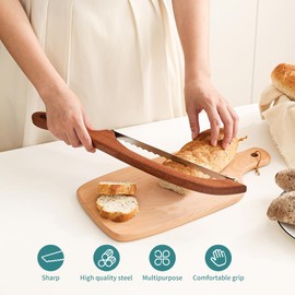 IKIWDMOO Sourdough Bread Knife for Homemade Bread Slicing, Sourdough Bread Cutter Slicer, Wooden Bread Bow Knife for Sourdough, Bread Saw (Loving heart)