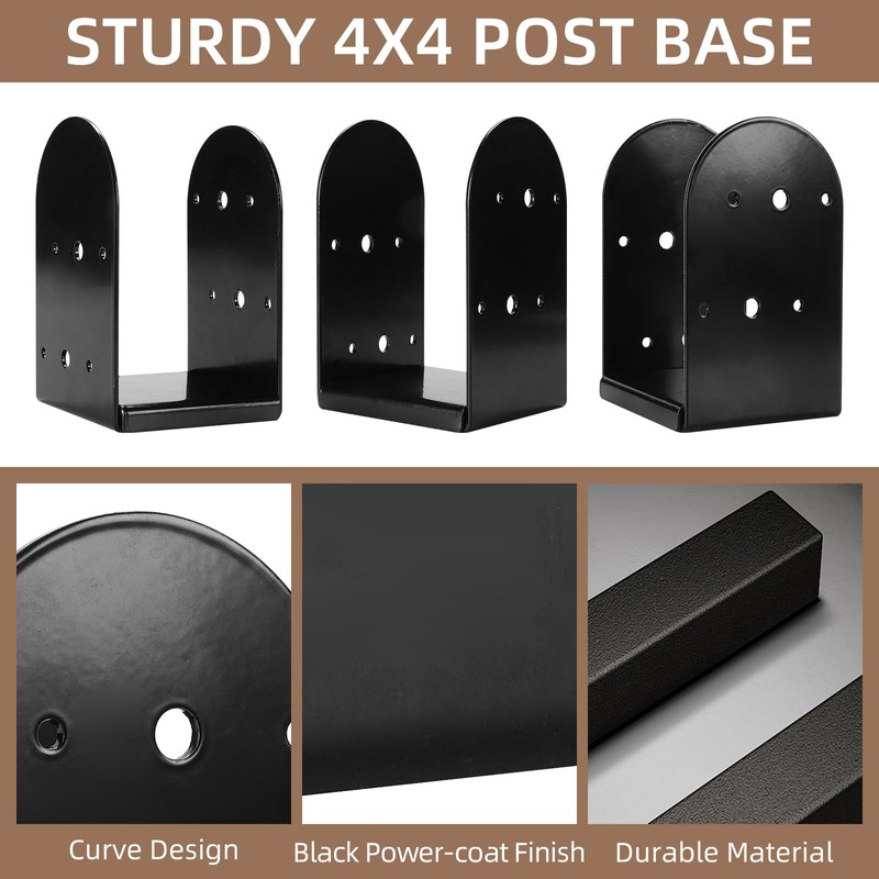 6 Pack 4 x 4 Post Base Bracket, Carbon Steel