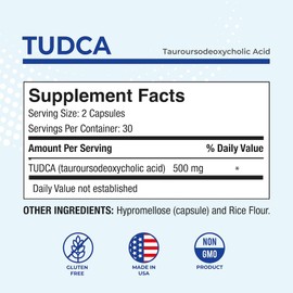 Puregen Labs TUDCA (Tauroursodeoxycholic Acid) 500mg per Serving, Bile Salts Liver Supplement | No Harmful Additives | Non-GMO | Gluten Free | Made in USA - Total 120 Vegetarian Capsules