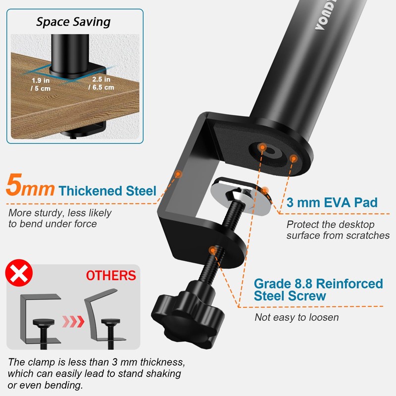 Vondynote Studio Monitor Stands Pair Heavy Duty Desk Clamp Speaker