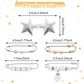 Oruola 12 Sets Jeans Suspender Straps for Waist Pants Waist Tightener Star Jeans Buttons for Loose Jeans Button Pins for Jeans Clothes Dresses Skirts No Sewing Decoration Accessories