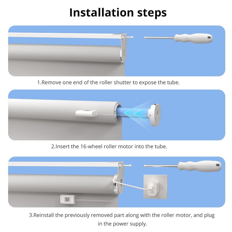 Matter WiFi Roller Blinds Motor for 17/25/28mm Tubes, Plug-in Motorized