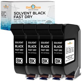 Remanufactured Solvent Black Fast Dry Ink Cartridge Compatible with HP 2588 2580 FOL13B JS12 JS10 2790T 1704K 150K B3F58B 2590 for Industrial Commercial and Handheld Printer 4-Pack